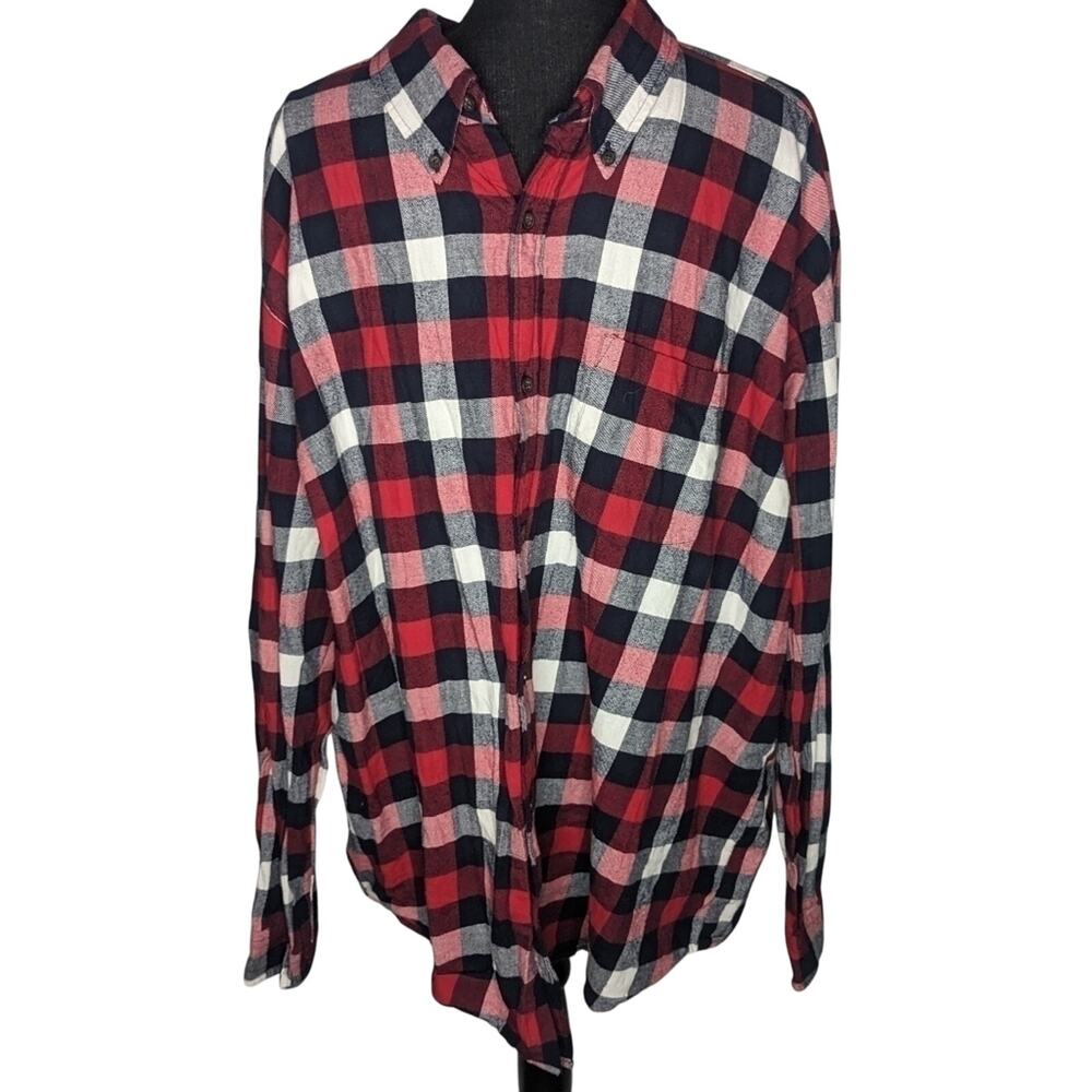 Foundry Red Plaid Long-Sleeve Flannel Shirt – Size 2XL